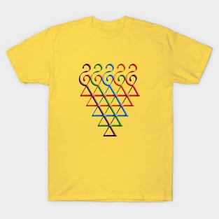 Indian Symbol of Knowledge and Wisdom saraswati Yantra colorful Embossed T-Shirt